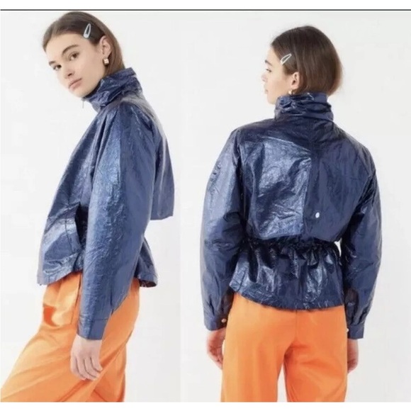 Urban Outfitters Jessie moto Jacket Size S Blue Metallic - Picture 2 of 7